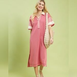 Light Mauve Polo Collar Dress